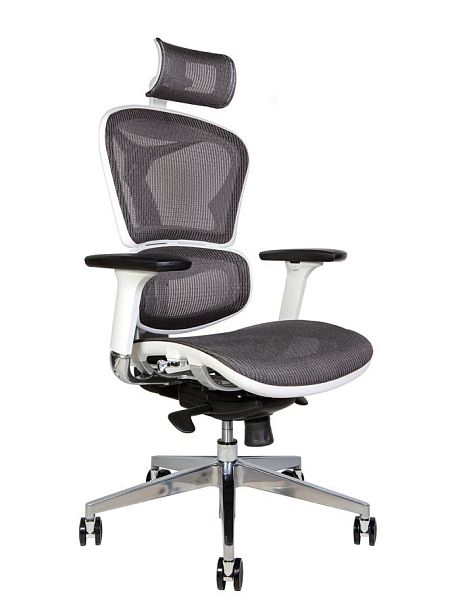 Кресло офисное / Hero white / белый пластик / серая сетка - Вид 1