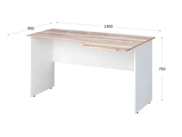 TANDEM RTD013-140R-MA Стол эргономичный правый 1400х900х750 Дуб Маувелла/Белый - Вид 2