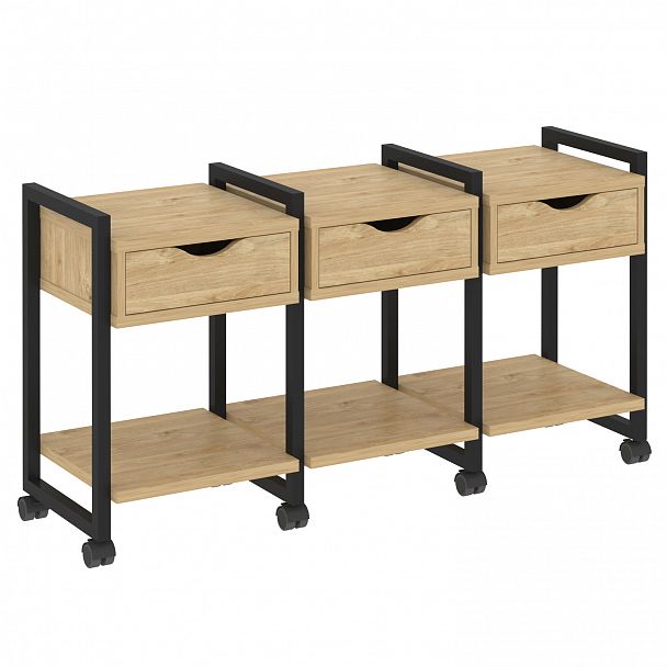 Тумба на колесах наборная "Loft" VR.L-TN-4.K тиквуд светлый/черный - Вид 1