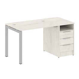 Metal System Quattro Р. ст. с тумбой на П-образном м/к 50БП.РС-СТП-1.1 Дуб наварра/Серый металл 1412*720*750 - Фото предпросмотра