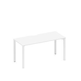 Стол письменный на металлокаркасе, столешница с вырезом Space+ А1 БГ 015.2 БП белый премиум / белый гладкий - Фото предпросмотра