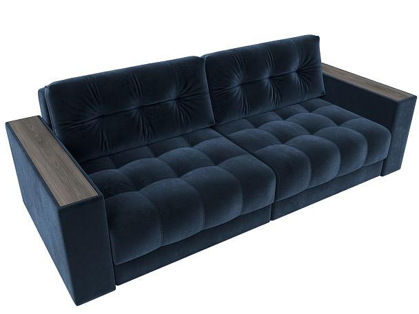 Диван прямой с декором Лига-049 НПБ Велюр синий - Вид 6