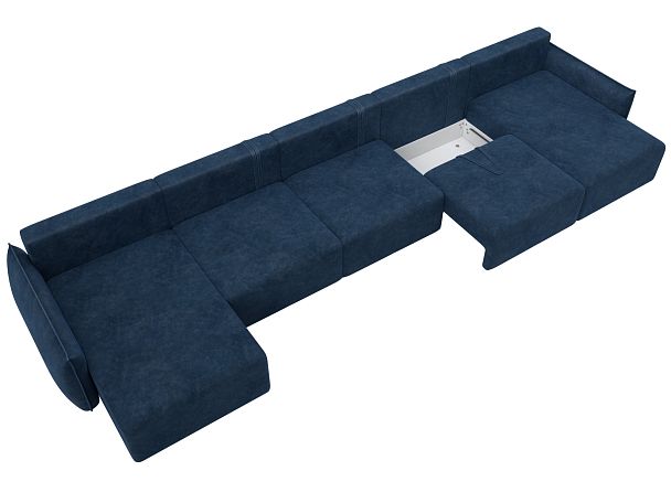 Диван п-образный Лига-051 НПБ МегаЛонг Велюр синий - Вид 7