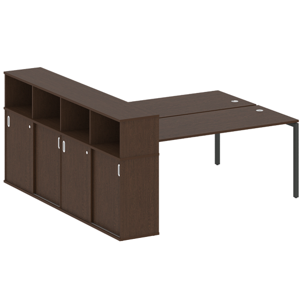 Metal System Quattro Р. ст. с шкафом-купе на П-образном м/к 40БП.РС-СШК-4.5 Т Венге/Антрацит металл 2210*2332*1098 - Вид 1