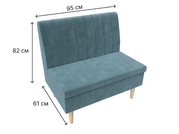Диван прямой Мини Велюр бирюзовый - Вид 8