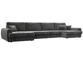 Диван П-образный Лига-057 НПБ Лонг Велюр серый - Фото предпросмотра