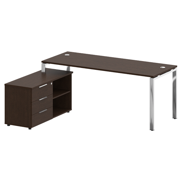 Metal System Direct Стол руковододителя с тумбой левый БГ.СРТ-5.7 (L) Венге/Нерж. сталь 1900*1520*750 - Вид 1