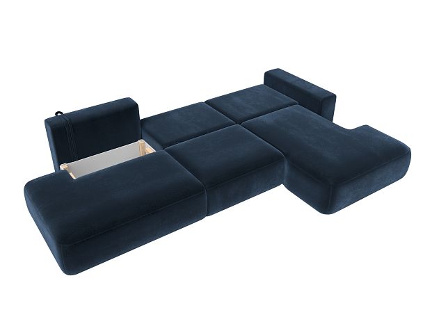 Диван угловой Лига-036 НПБ Модерн Лонг правый угол Велюр синий - Вид 9