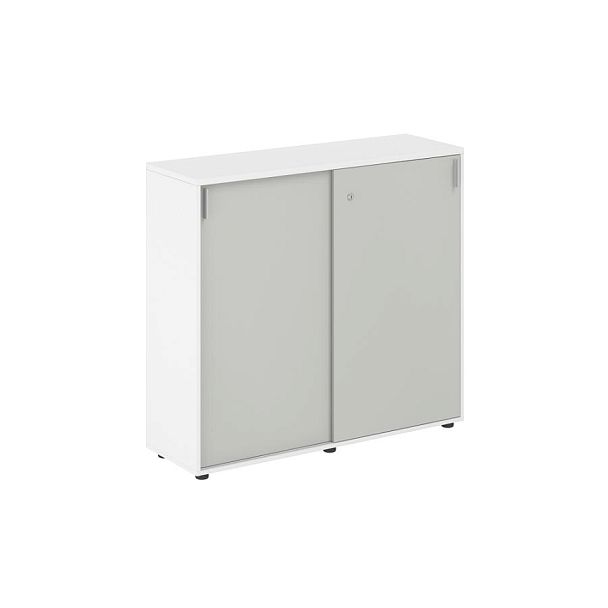 Шкаф купе 1238х400х1125 средний, с замком / корпус: белый, фасады: серый бархат Сигма / Sigma - Вид 1
