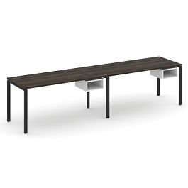 Concept Рабочая станция односторонняя с подвес. тумбами 2 места CN.ORS-104 Дуб Мали/Белый Бриллиант/Металл Черный 3160*720*750 - Фото предпросмотра