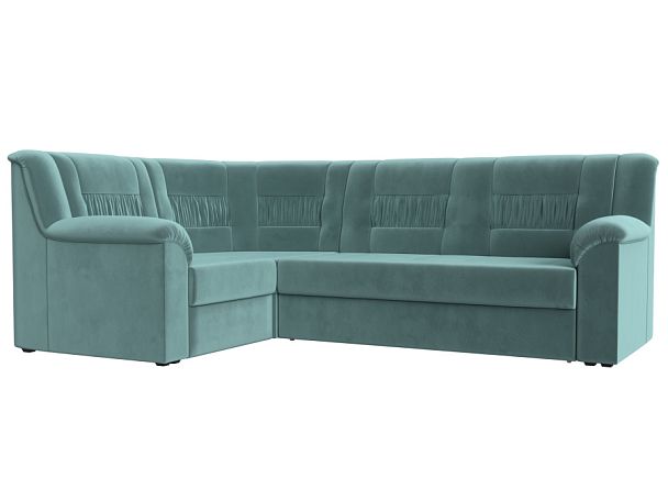 Угловой диван Карелия левый угол (полностью Велюр бирюзовый) - Вид 1