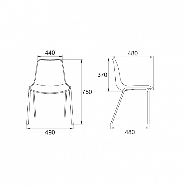 Стул Pull (4 ножки) каркас Хром, желтый, стопируемый - Вид 6