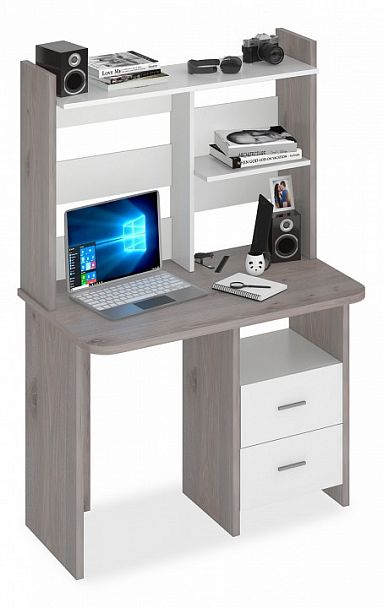 Стол компьютерный Домино Lite СКЛ-Прям100Р+НКЛ-100 Белый/Нельсон - Вид 1