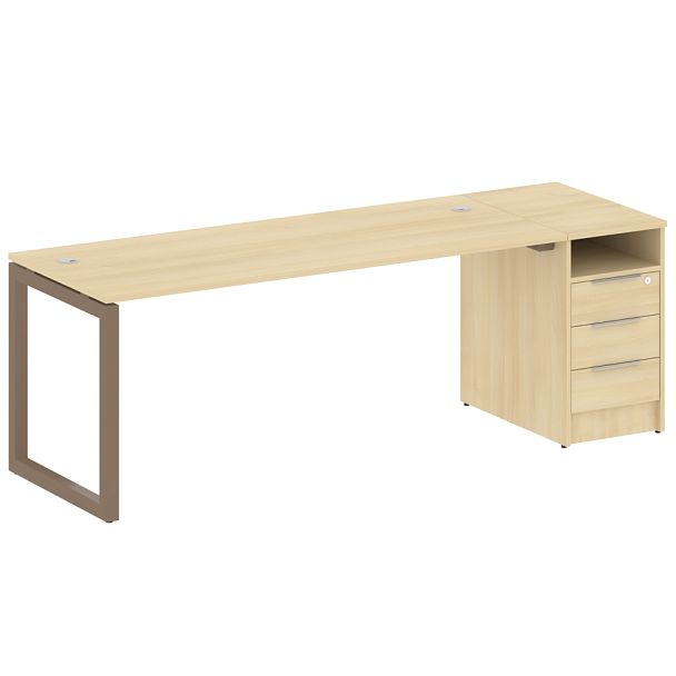 Metal System Quattro Р. ст. с тумбой на О-образном м/к 50БО.РС-СТП-1.5 Акация/Мокко металл 2212*720*750 - Вид 1