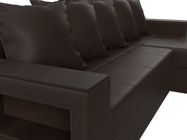 Диван угловой Дубай Лайт угол правый (полностью экокожа коричневая) - Вид 4