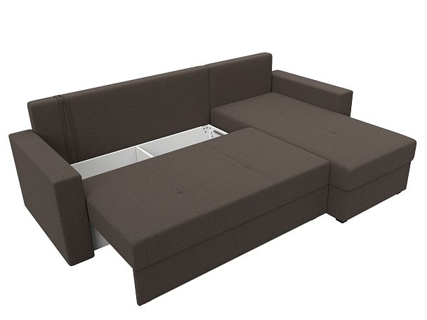 Диван угловой Верона Лайт правый угол Рогожка коричневый - Вид 7