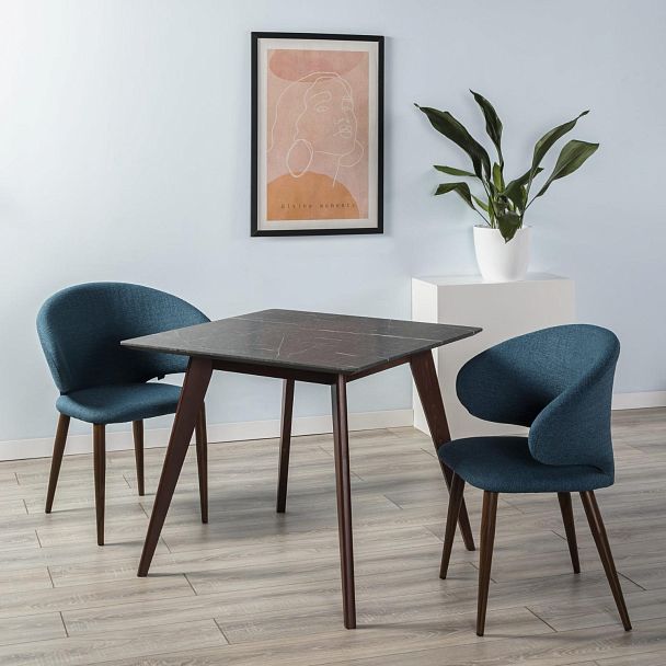 Стол Лунд 960*960 мрамор Графит Темный орех - Вид 7