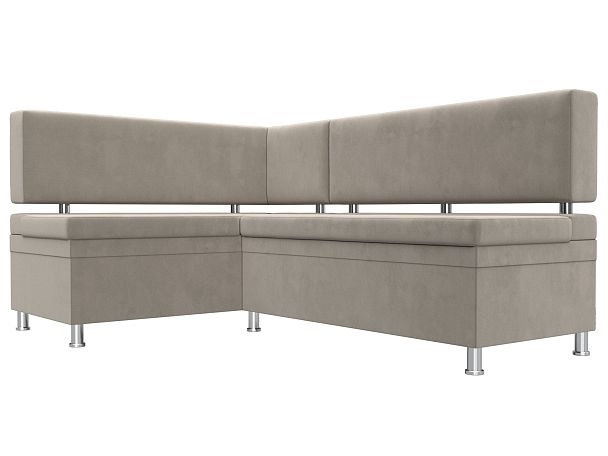 Кухонный уголок Стайл левый (полностью микровельвет бежевый) - Вид 3