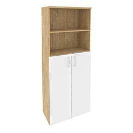 Onix Шкаф высокий широкий O.ST-1.6 Тиквуд светлый/Белый бриллиант 800*420*1977 - Фото предпросмотра