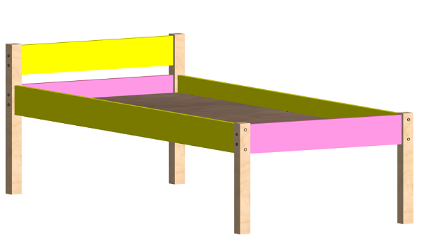 Кровать детская массив цветная КМ-04, 1200 спинка прямая - Вид 1