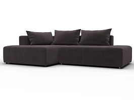 Диван угловой Лига-103 НПБ угол левый Велюр коричневый - Фото предпросмотра