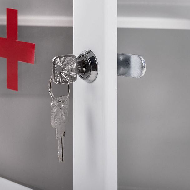 Шкафчик-аптечка металлический "Призма", навесной, 2 полки, ключевой замок, 330x280x140 мм - Вид 4