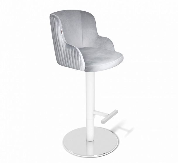 Стул барный Sheffilton SHT-ST39-1/S128 серое облако/хром/белый муар - Вид 1