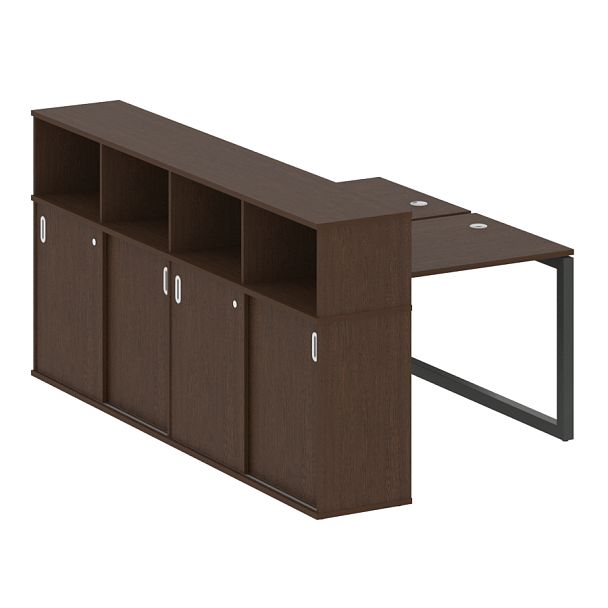 Metal System Quattro Р. ст. с шкафом-купе на О-образном м/к 50БО.РС-СШК-4.1 Т Венге/Антрацит металл 1410*2332*1098 - Вид 1