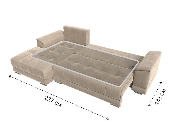 Угловой диван НордСтар левый угол Велюр бежевый - Вид 10