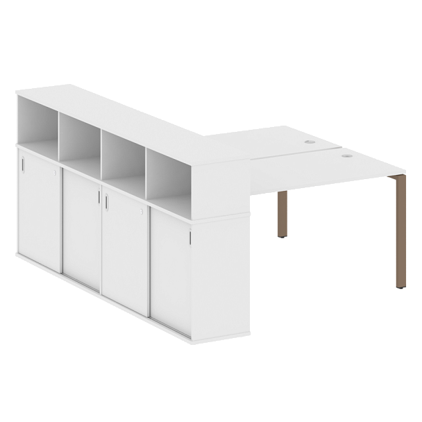 Metal System Р. ст. с шкафом-купе на П-образном м/к БП.РС-СШК-4.3 Т Белый/Мокко металл 1810*2332*1098 - Вид 1