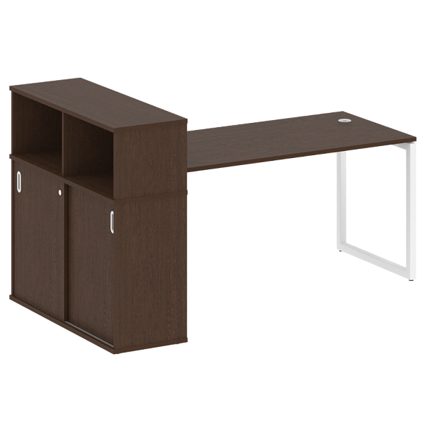 Metal System Quattro Стол письменный с шкафом-купе на О-образном м/к 40БО.РС-СШК-3.4 Т Венге/Белый металл 2010*1120*1098 - Вид 1