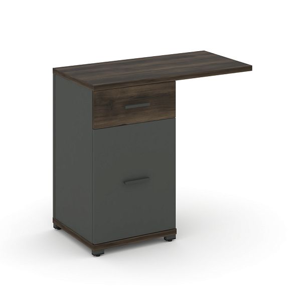 Concept Тумба приставная узкая 1 ящ.+1 распаш. фасад со свесом CN.TUS-003 W Дуб Мали/Антрацит/Металл Антрацит 836*420*750 - Вид 1