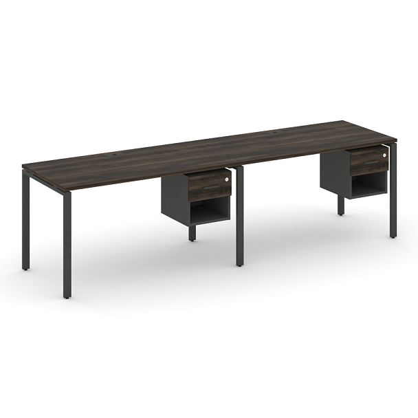 Concept Рабочая станция односторонняя с подвес. тумбами 2 места CN.ORS-117 W Дуб Мали/Антрацит/Металл Антрацит 1960*720*750 - Вид 1