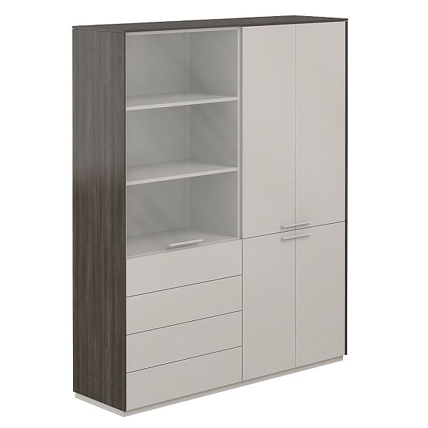 Шкаф высокий + Шкаф высокий со стеклом прозр., 4 ящ., Atlas обвязка BT, фасады GS - Вид 1