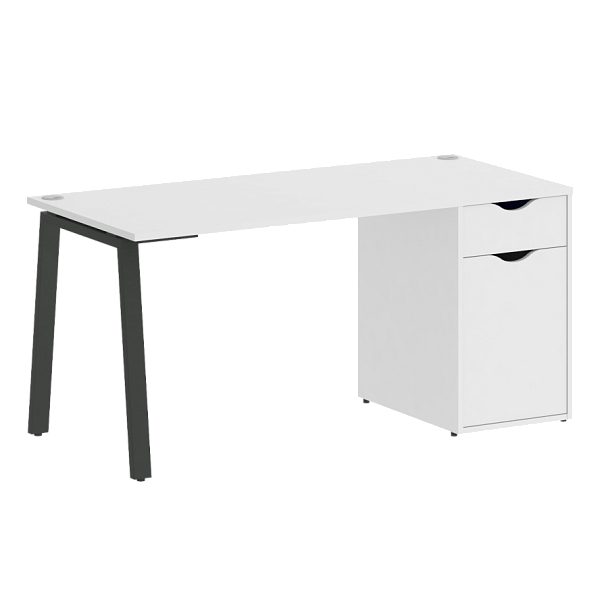 Home Office Стол письменный VR.SP-3-158.1.A Белый бриллиант/Антрацит металл 1580*720*750 - Вид 1