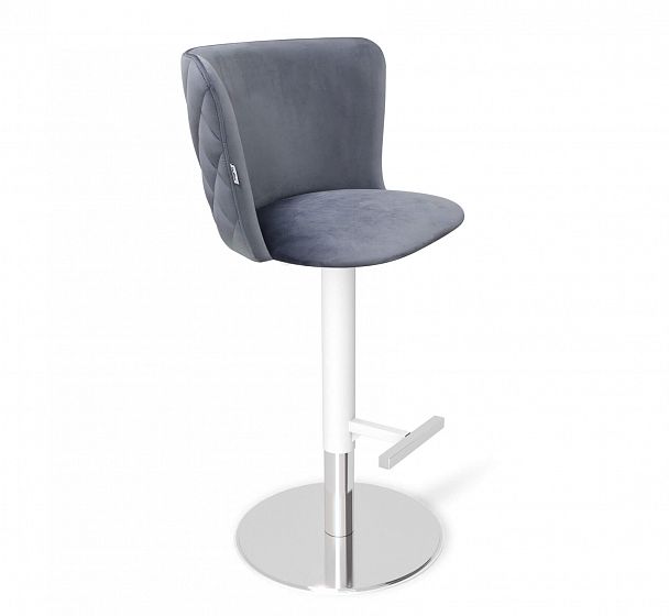 Стул барный SHT-ST36-3/S128 нейтрально-серый/хром/белый муар - Вид 1