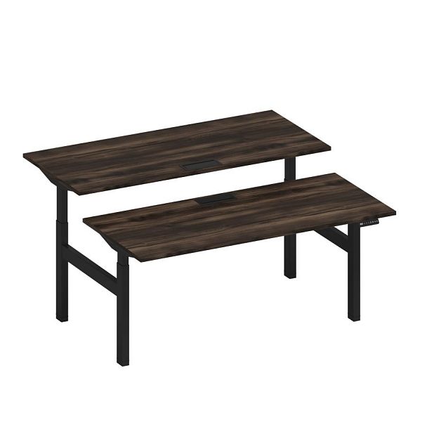 Рабочая станция на электроприводе с заглушками Elevo А2 ЧР 104 ДР дуб ристретто/ черный гладкий - Вид 1