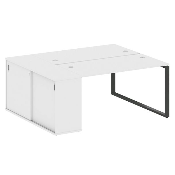 Metal System Р. ст. с шкафом-купе на О-образном м/к БО.РС-СШК-1.3 Т Белый/Антрацит металл 1810*1475*750 - Вид 1