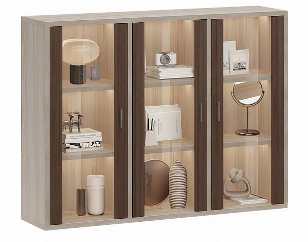 Тумба-витрина Домино СУ(ш3в1)+3ФС Карамель/Шамони - Вид 2