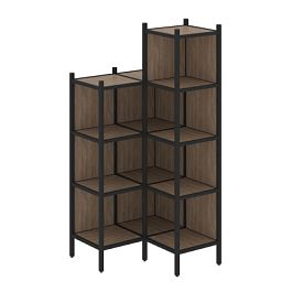 Loft Угловой внутренний стеллаж наборный VR.L-38 Дуб аризона/Чёрный металл 862*862*1869 - Фото предпросмотра