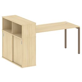 Metal System Quattro Стол письменный с шкафом-купе на П-образном м/к 40БП.РС-СШК-3.4 Т Акация/Мокко металл 2010*1120*1098 - Фото предпросмотра
