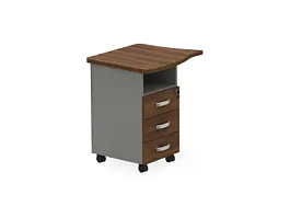 БЕРЛИН / BERLIN Тумба приставная левая 770х670х740 Орех Вармия/Серый - Фото предпросмотра