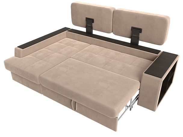 Угловой диван Брюссель левый (полностью велюр бежевый) - Вид 8