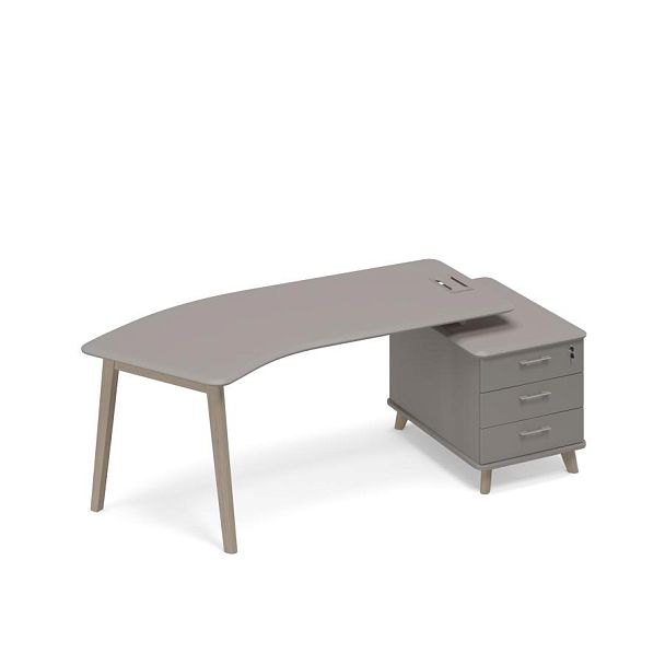 Стол руководителя правый тумба малая (тип 5) WOOD эргономичный Time wood ТМ В2 130 ВЛ ВЛ ВЛ мокко премиум - Вид 1