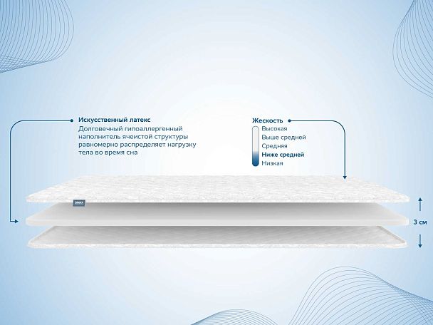 Наматрасник Димакс Искусственный латекс 3 см 70х200 - Вид 2