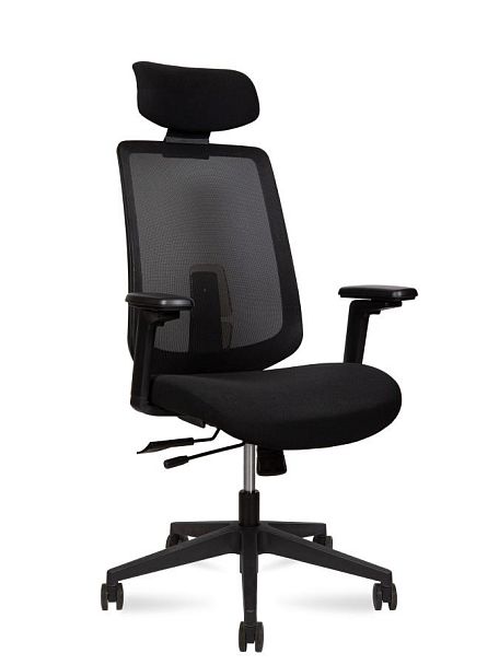 Кресло офисное / Miller / черный пластик / чераня ткань / черная сетка - Вид 1