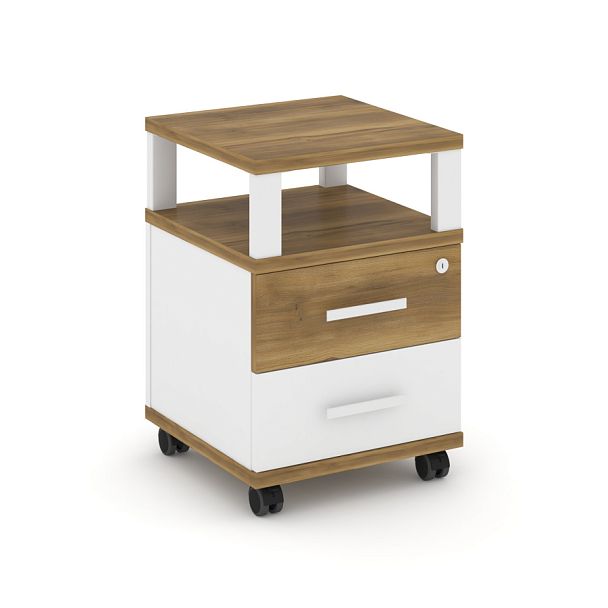 Concept Тумба мобильная 2 ящ. с надставкой CN.TUM-002 W Сандал Янтарный/Белый Бриллиант/Металл Белый 420*420*615 - Вид 1