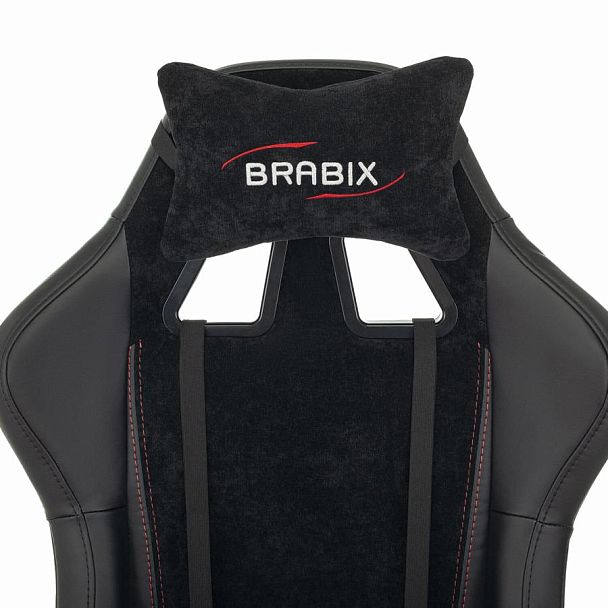 Кресло компьютерное BRABIX "Striker GM-121", синхромеханизм, 2 подушки, экокожа/велюр, черное, 532962 - Вид 12