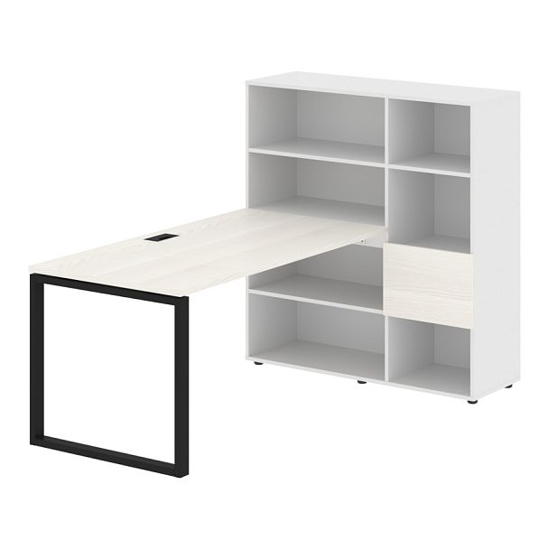 Стол-стеллаж EQRST 1215 Ясень Траун/Черный/Белый 1990х1250х1355 EDIS - Вид 1