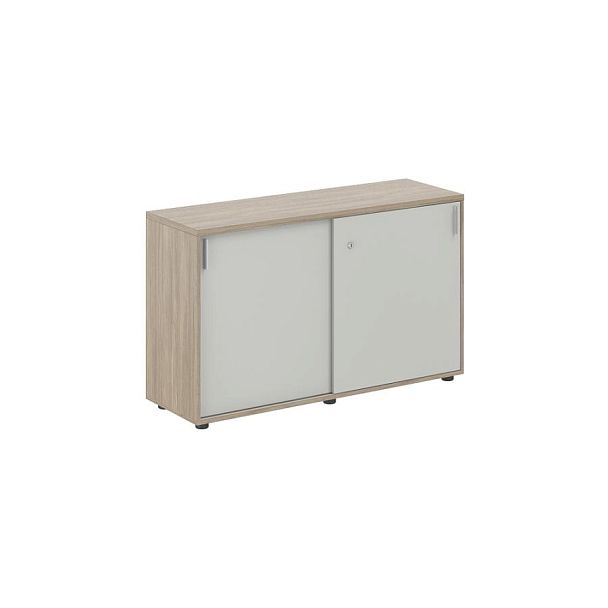 Шкаф купе 1238х400х750 низкий, с замком / корпус: дуб темный, фасады: серый бархат Сигма / Sigma - Вид 1